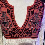 Free People  Cream Lace Top with burnt orange Embroidery size small Photo 1