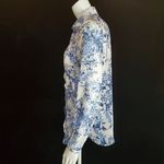 ZARA  Basic White & Blue Floral Sheer Button Down Shirt (XS) Photo 2