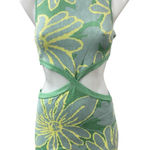 Mable Green Floral Knit Sleeveless Crew neck Cut Out Mini Bodycon Tank Dress M Size M Photo 0