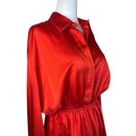 CAROLINE CONSTAS Aesha Bell Sleeve Mini Shirt Dress in Madder Red Small New Photo 6