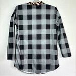 Cellabie Flannel Shirt XL Gray Black Leopard Print Long Sleeve Polyester New Photo 4