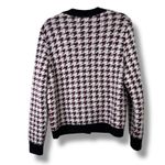 Anthropologie Maeve  Maroon Houndstooth Chunky Soft Knit Sweater Cardigan Small Photo 9