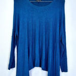 Eileen Fisher Eileen Fisher Teal Sharkbite Hem Crewneck Sweater Casual Stretch Knit Size M Photo 0