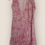 ALLSAINTS  Pink Floral Wrap Dress Size Small Ruffle Hem Photo 1