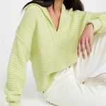 Free People Lime Green V-Neck Sweater Photo 2