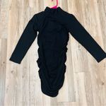 Boutique Black Rib Ruched Long Sleeve Bodycon Dress sz Large Photo 4
