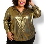 Vintage Venezia Jeans Top Gold Metallic Button Photo 0