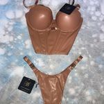 HONEY BIRDETTE Emily Bustier Thong Panty Set Toffee 30DD XS NWT SEXYLUX LINGERIE Gold Size undefined Photo 7