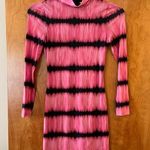 Alice + Olivia  Delora Pink Tie Dye Dress Mock Neck Exposed Back Zip Celeb Style Photo 0
