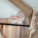 LC Lauren Conrad Lauren Conrad Multicolored Pastel Striped Pleat Neck Scoop Neck Cap Sleeve Top Photo 3