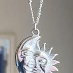 Handmade stainless steel whimsical vintage boho style sun & moon necklace🌛🌞 Photo 0