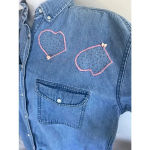 Faded Glory Vintage 90’s Denim Shirt‎ Long sleeve Handmade Patchwork Embroidered 0200 Photo 2