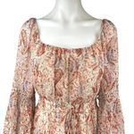 Francesca's NEW Mi Ami Multicolor Paisley Long Bell Sleeve Romper Shorts Size S Photo 2
