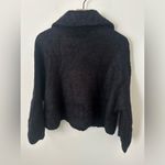 SMYTHE Augen Hand Knit Split Collar Crop Sweater Black Small Photo 3