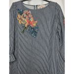 Philosophy  Dress PL Blue White Striped Embroidered Dress Balloon Sleeves Pockets Photo 1