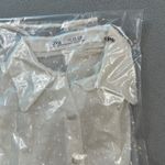 ZARA  Woman Sheer Shirt Top Small White Polka Dot Puff Sleeve Button Down Blouse Photo 4