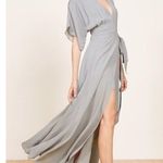Reformation • Winslow Dress maxi gown Fog grey wrap kimono sleeve bridesmaid Photo 2