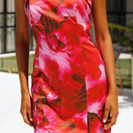 RUNAWAY THE LABEL   Revolve Pink Red Floral Strapless Mini Dress size 8 Photo 0