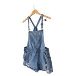 Hollister  Denim Overalls MOM Shorts Size Large Blue Distressed High Rise Photo 1