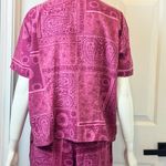 Erika  Blend Of Linen and Rayon Burgundy Two-Piece Button-Up Pajamas Set S M Photo 12