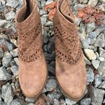 Fergie Willow Brown Boho Weaved Point Toe Ankle Boots Size 9 Photo 1