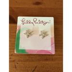 Lilly Pulitzer  Starfish Stud Earrings Gold Metallic Rhinestone NIP Coastal Chic Photo 1