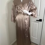 Marks & Spencer Gold Plunge Bishop Sleeve Gown Size L Photo 1