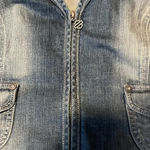 Harley Davidson  Jean vest. Zipper front. Rhinestone Harley on back. Size 1X Photo 5