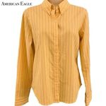 American Eagle  Long Sleeve Yellow Stripe Button Down Shirt Size M Photo 0