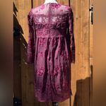 The Kooples Mini Dress in Burgundy Embroidered Fabric and Lace Size S Small NWT Photo 1