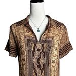Vintage David Dart Brown Ethnic Floral Shirt Dress S | 90s Indie Grunge USA Made Photo 4