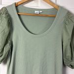 Gap  Ribbed Puff Sleeve Top Green Scoop Neck Stretch Coquette Y2K Office Career S Photo 1