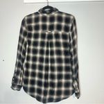 American Eagle Button Up Shirt Soft Boyfriend Fit Black Grey Plaid Size Medium Photo 3