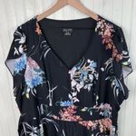 City Chic Flourished Floral Dress Size XL 22 Fit & Flare Black V-Neck Botanical Photo 5