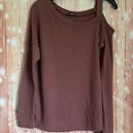 SheIn  Dusty Rose Pink Waffle Knit Asymmetrical Neck Side Slit Top Photo 1