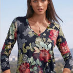 Johnny Was  Sierra Favorite Long Sleeve V-Neck Tee Shirt Small Photo 0