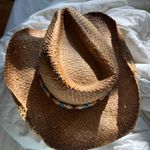 S/M Western Straw Hat with Beaded Band Tan Photo 2