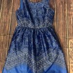 Outback Red  Paisley Fit and Flare Sateen Blue Dress Size 4 Photo 2