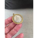 Vintage Pope Paulus VI Saint Christopher Italy Catholic 2 Tone Medal Gold Photo 5