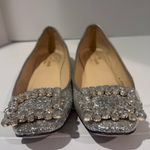Kate Spade Norella Coated Glitter Crystal Buckle Ballet Flats Silver Size 6 Photo 2