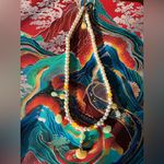 Elegant Handmade Pearl and Yellow and Greene Gemstone Necklace Photo 7