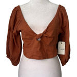 Billabong orange off-the-shoulder long sleeve crop top size L NWT Photo 0