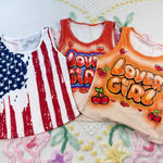Shein American Flag & Love Girl Graphic Tank Tops Set of 3 M‎ Red Size M Photo 0