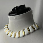 White and gold deco contemporary choker necklace Photo 0
