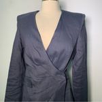 ZARA NWT BLOGGER FAV DRAPED JACKET DRESS SIZE XS Elegant Navy Wrap Dress linen Photo 4
