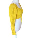 Japna Japan Smocked Long Sleeve Crop Top Golden Yellow Womens Size XS Photo 2