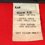 Vintage 80s Red Black Collared Belted Pleated Shoulder Pads Midi Dress size M Size M Photo 4