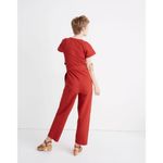 Madewell  Linen-Cotton Pleat-Sleeve Jumpsuit Size 14P Rust Short Sleeve Cropped Photo 12