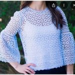 J.Crew blue daisy eyelet overlay bell sleeve blouse 6 Blue Photo 10