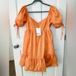 &merci NEW! &Merci Puff Sleeve Babydoll Mini Dress in Papaya Orange Size M Photo 2